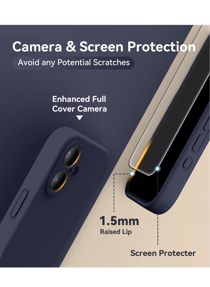 Raxoom Compatible with iPhone 16 Case, Silicone Upgraded [Camera Protection], [Compatible with MagSafe], Anti-Scratch Microfiber Lining Inside with 2 Screen Protectors – Midnight Blue - Image 3