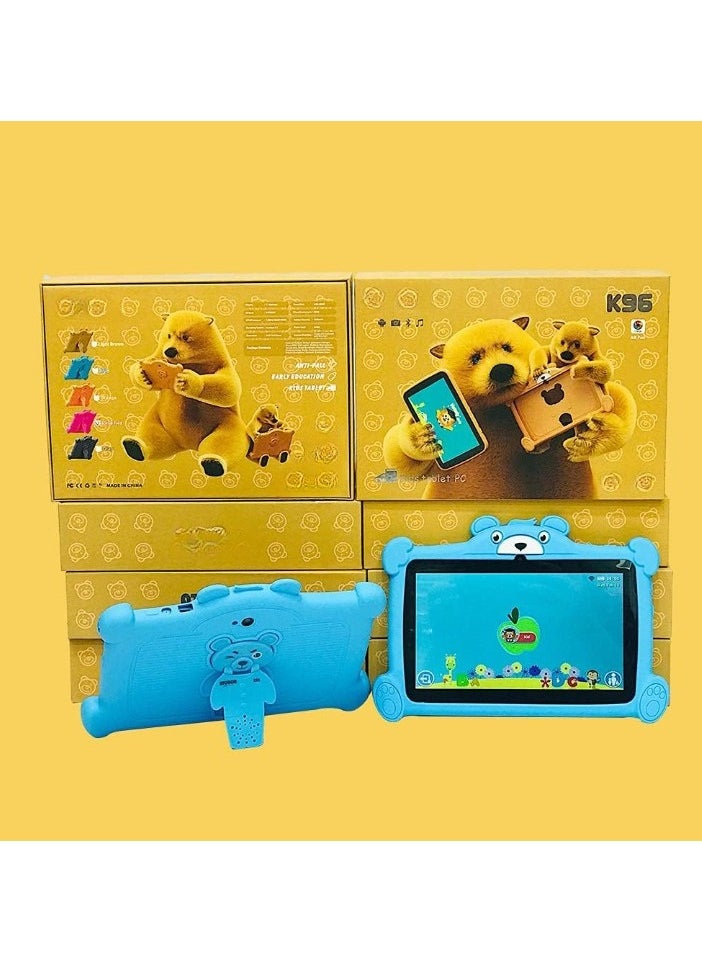 K96 tablet  7 inch Kids Tablet 8 RAM Storage space 256 communication WiFi Bluetooth Dual Camera Educational Games Parental Control Kids Software with Soft Silicone Case(Blue)