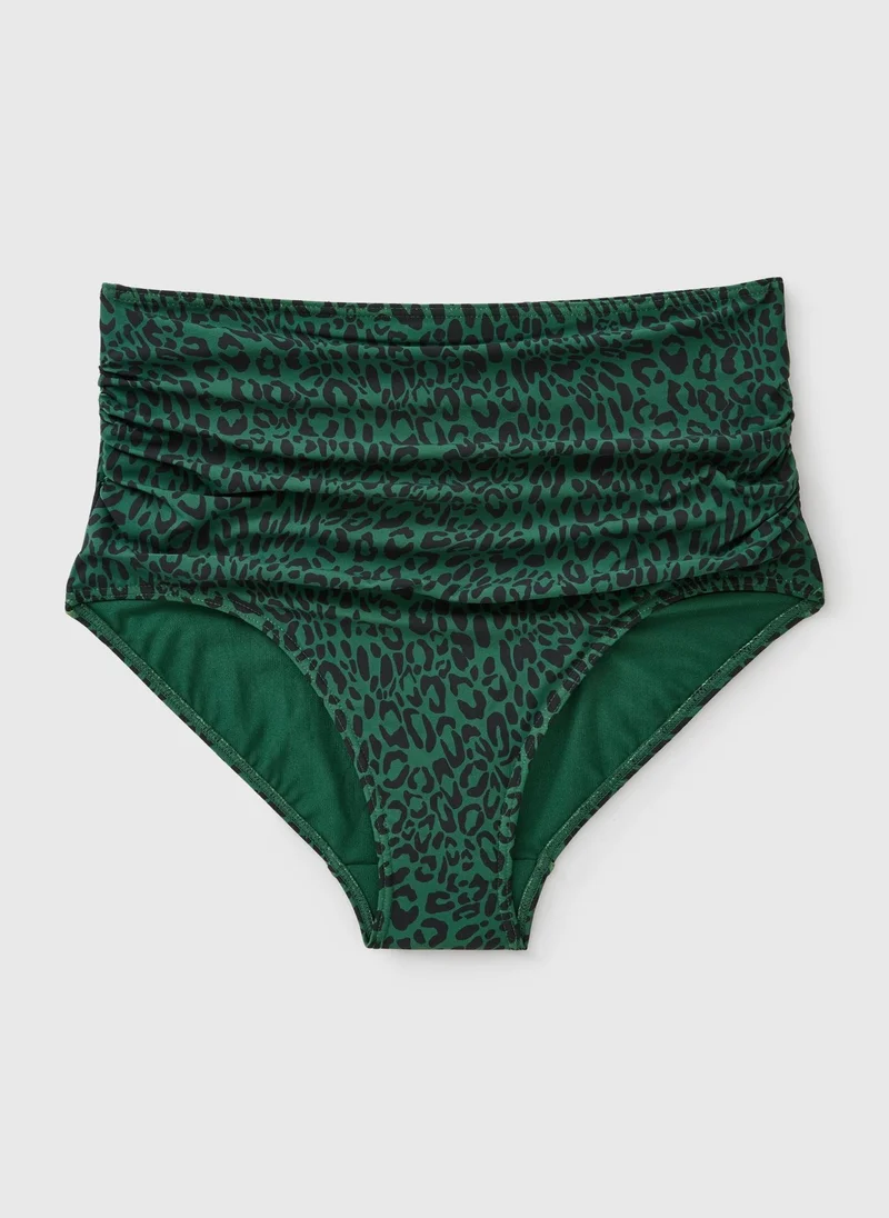 Green Leopard Print Shapewear High Waisted Bikini Bottoms