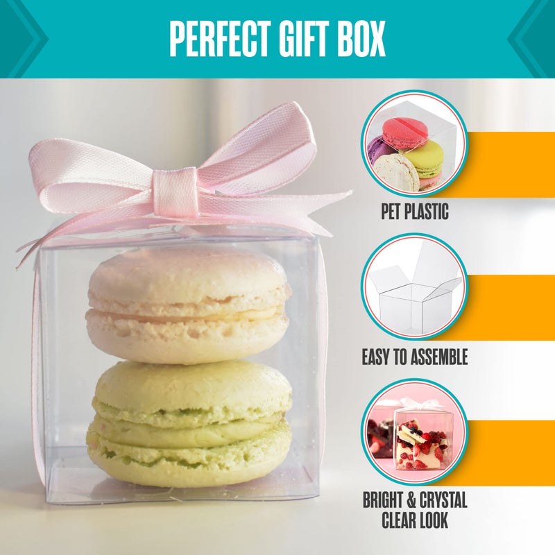 Houseables Clear Boxes For Treats  Clear Treat Boxes  Party Favor Containers  Plastic Gift Containers  3X3X3  50 Pack  Cajas Transparentes Para Regalos  Transparent Packaging  For Gifts  Candy  Cookie - Image 2