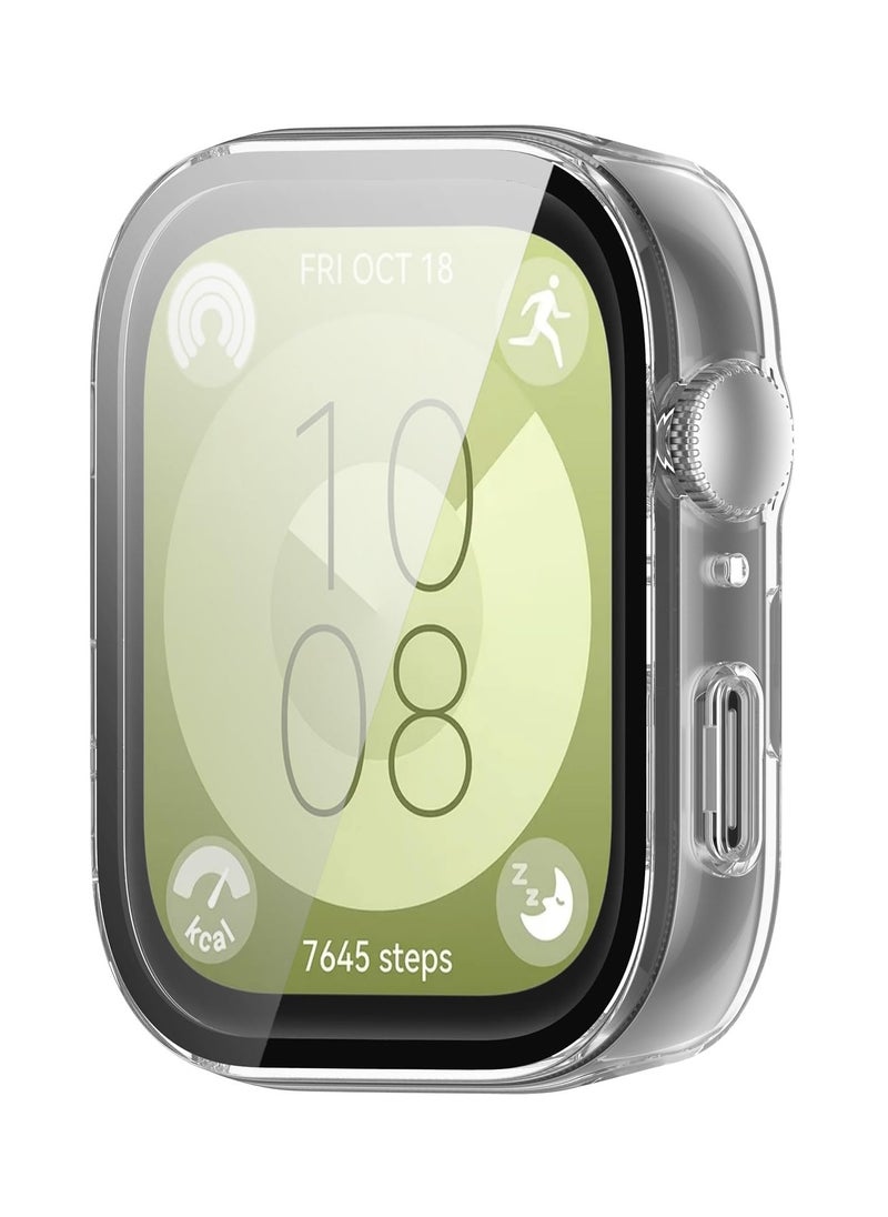 لغة حافظة PC صلبة مع واقي شاشة من الزجاج المقوى لساعات Huawei Watch Fit 3، رفيعة للغاية، مقاومة للخدش، غطاء حماية شفاف  - Image 3