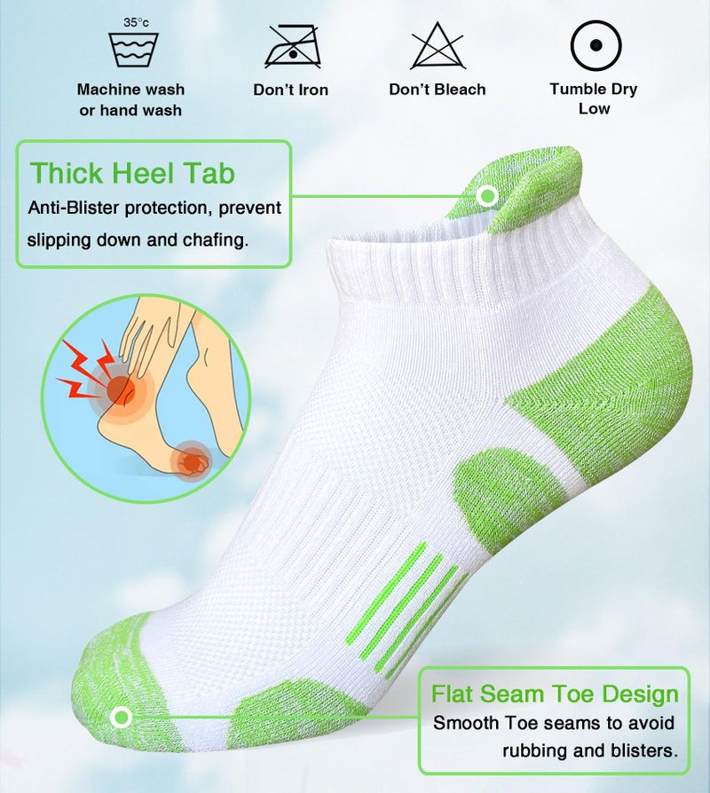 Heyoboy Womens Athletic Running Cotton Socks Thick Cushioned Anti-blister Wicking Ankle Socks 5 Pairs - Image 3