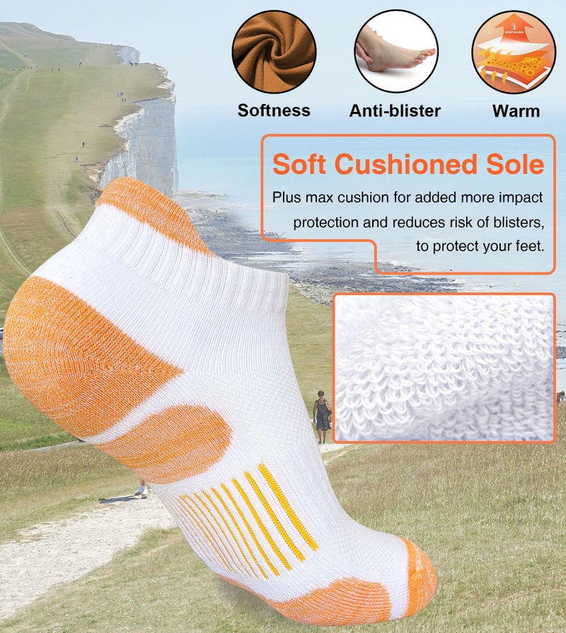 Heyoboy Womens Athletic Running Cotton Socks Thick Cushioned Anti-blister Wicking Ankle Socks 5 Pairs - Image 2
