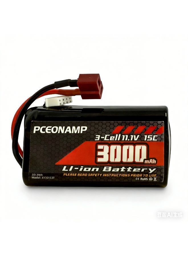 PCEONAMP 11.1V Li-ion Battery 3000mAh 3S for R608 2104 210E 200E Brushless RC Boat with T Plug Rechargeable High Capacity 15C RC 11.1V RC Boat Battery - Image 1