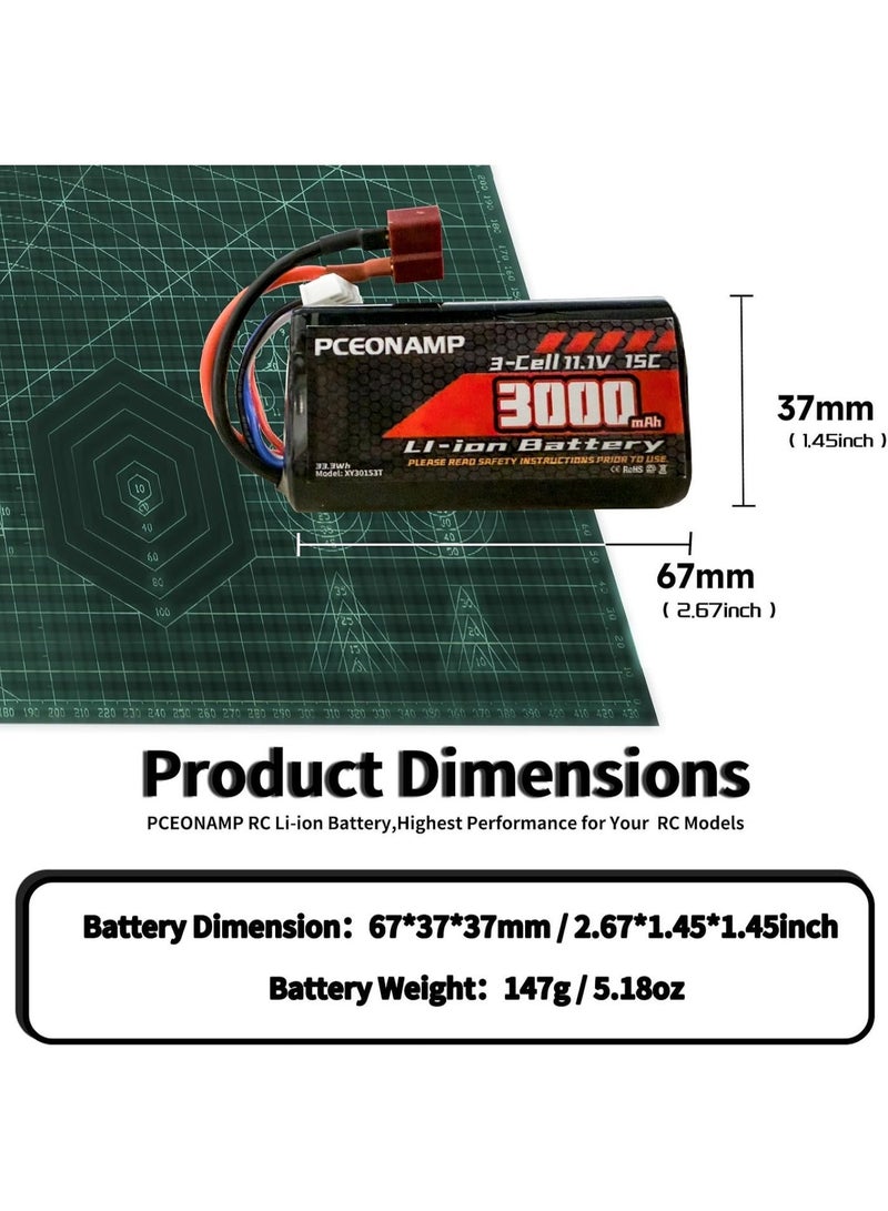 PCEONAMP 11.1V Li-ion Battery 3000mAh 3S for R608 2104 210E 200E Brushless RC Boat with T Plug Rechargeable High Capacity 15C RC 11.1V RC Boat Battery - Image 2