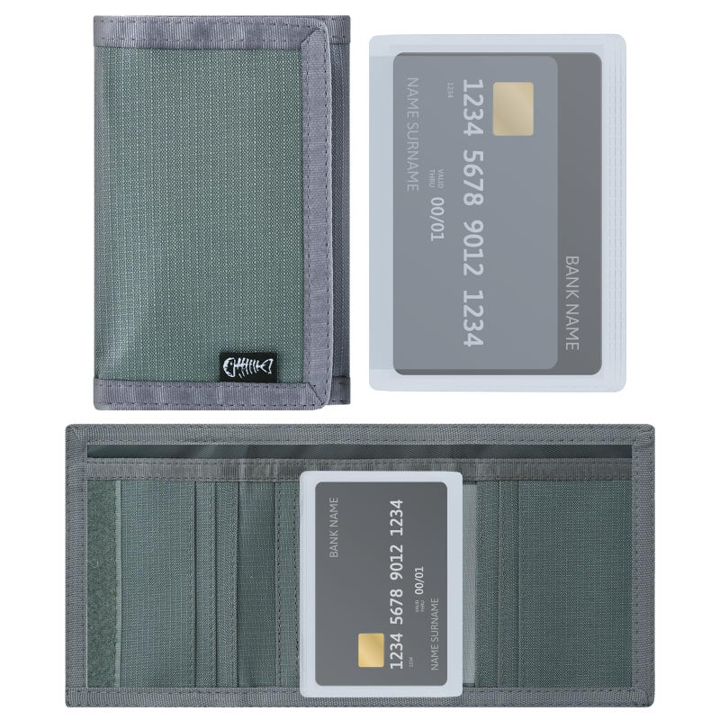 FORYEE Menâ€™s Nylon Trifold Wallet with 6 Page Wallet Insert, Ultra Thin and Security Wallet with ID Window for Card Cash Holder, Modern Fashion Purse Gifts for Teen Boys Men Women -Dark Gray - Image 1