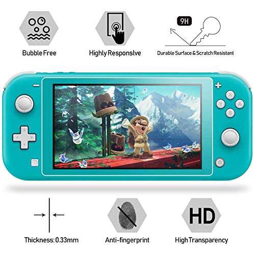 daydayup 4 Pack Tempered Glass Screen Protector for Nintendo Switch Lite, 0.3mm Thickness, 9H Hardness, Transparent, Anti-Scratch, Oleophobic Coating, Easy Installation Guide - Image 2