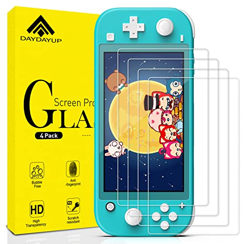 daydayup 4 Pack Tempered Glass Screen Protector for Nintendo Switch Lite, 0.3mm Thickness, 9H Hardness, Transparent, Anti-Scratch, Oleophobic Coating, Easy Installation Guide - Image 1