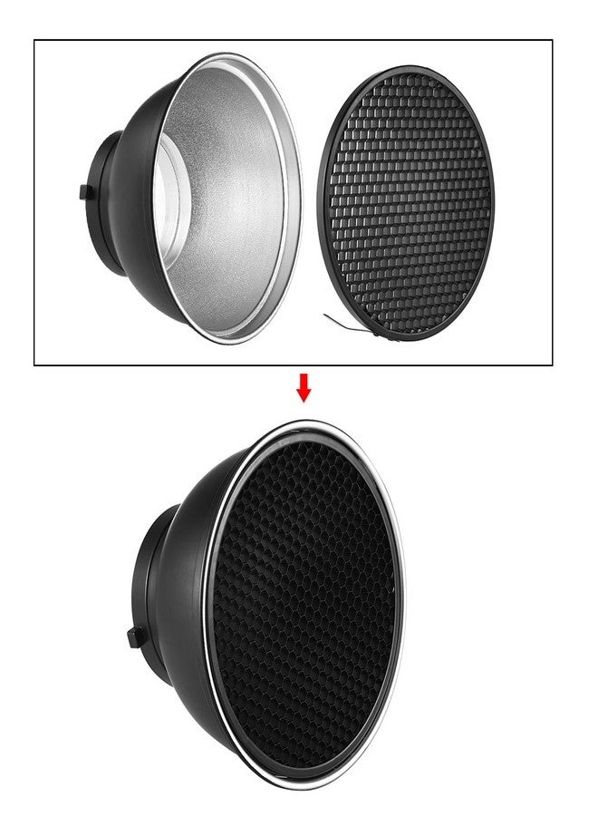 Heliora 7" Standard Reflector Lamp Shade Dish Diffuser with 60° Honeycomb Grid for Bowens Mount Studio Strobe Flash Light Speedlite (with Soft Cloth) - Image 5