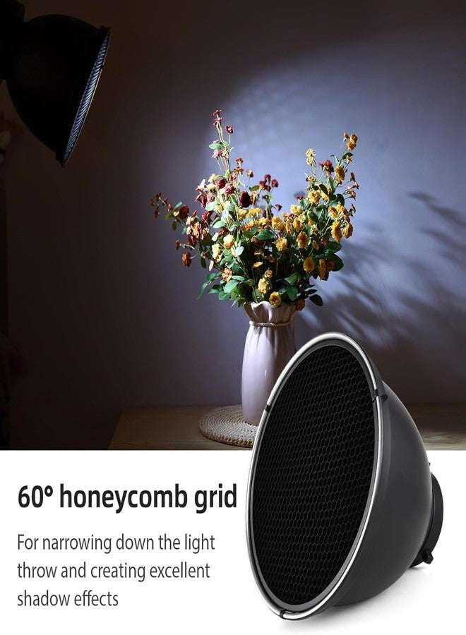 Heliora 7" Standard Reflector Lamp Shade Dish Diffuser with 60° Honeycomb Grid for Bowens Mount Studio Strobe Flash Light Speedlite (with Soft Cloth) - Image 2