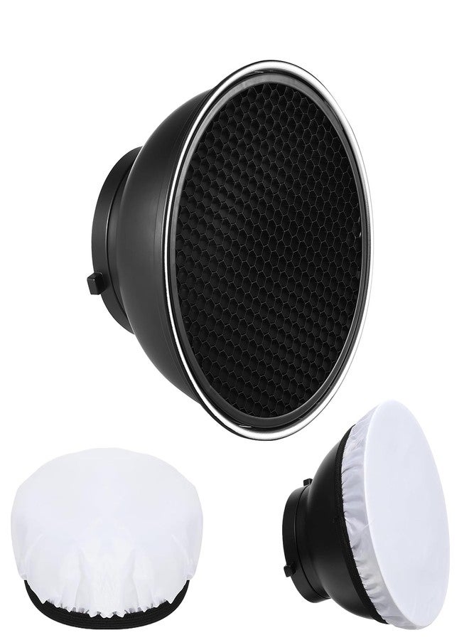 Heliora 7" Standard Reflector Lamp Shade Dish Diffuser with 60° Honeycomb Grid for Bowens Mount Studio Strobe Flash Light Speedlite (with Soft Cloth) - Image 1