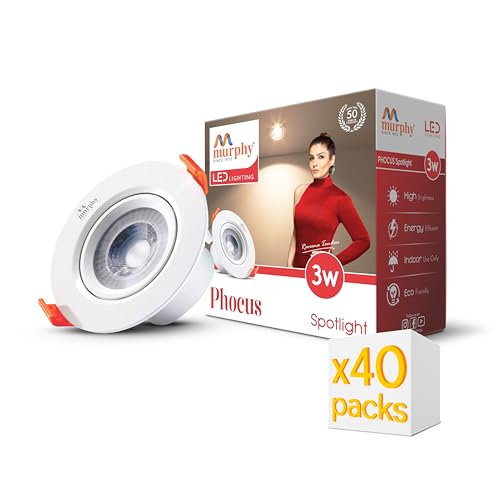 Murphy 3W PHOCUS LED Spot Round Panel Light with 2-Year Warranty | Ceiling Downlight for Concealed & Junction Box Fitting | WarmWhite | BIS Approved | Flicker-Free | Pack of 40 - Image 1
