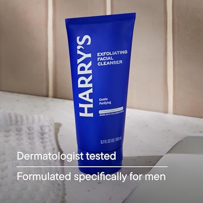 Harry's Exfoliating Face Wash for Men, Gentle Facial Skin Care Products with Volcanic Rock Exfoliant, 7.1 Fl. Oz, Home and Trial and Travel Bundle - Image 3
