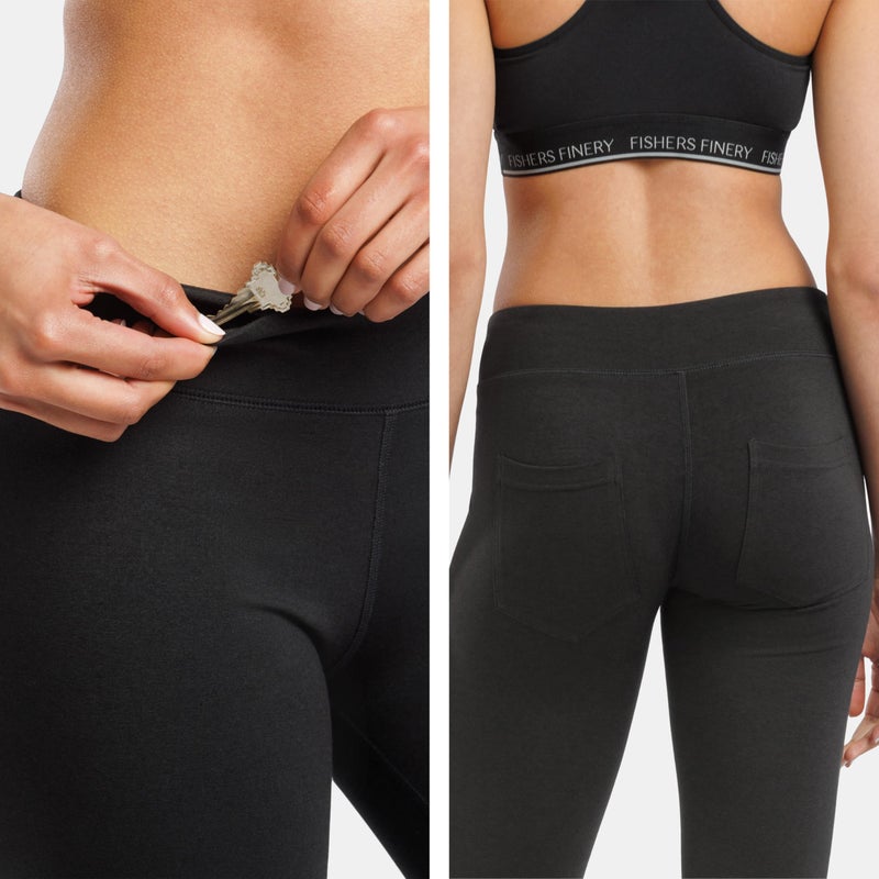 Fishers Finery Women's Bootleg Yoga Pant; Back Pockets - New Fabric (Black, XL) - Image 4