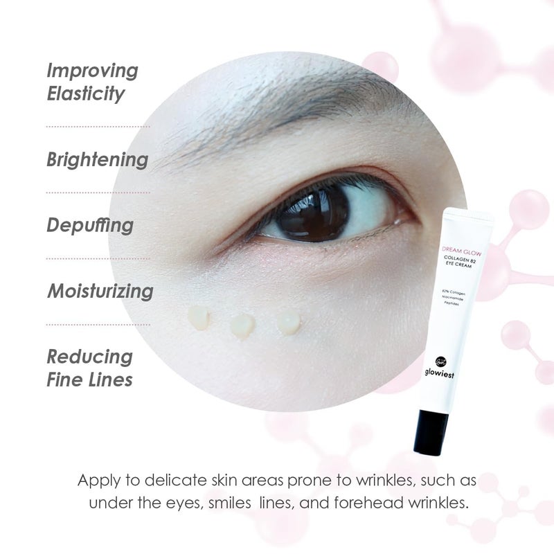 glowiest Dream Glow Collagen 82 Eye Cream French Collagen eye cream Dark Circle under eye treatment korean eye cream Glowing Day and Night Care Not Tested on Animals 07oz20g - Image 3
