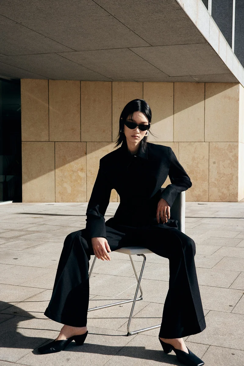 H&M Flared crease-leg trousers