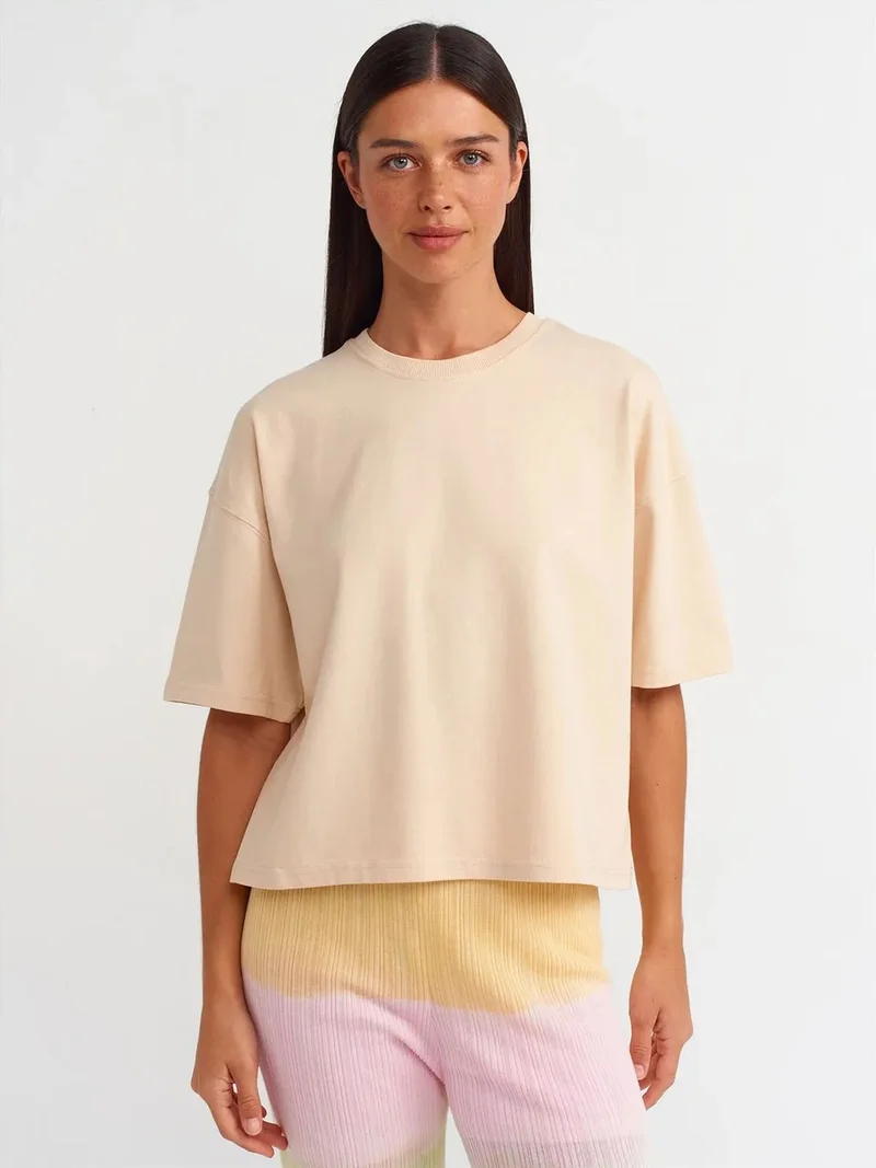 ديلفين DILVIN Oversized Cotton Crew Neck T-Shirt