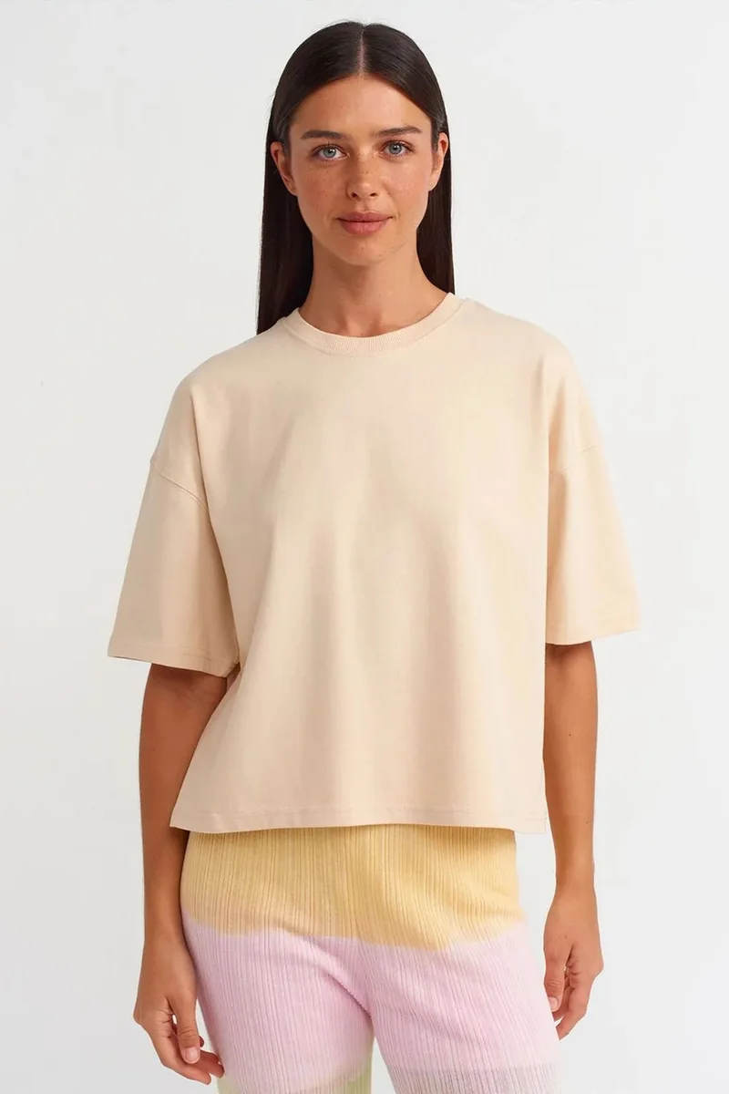 DILVIN Oversized Cotton Crew Neck T-Shirt