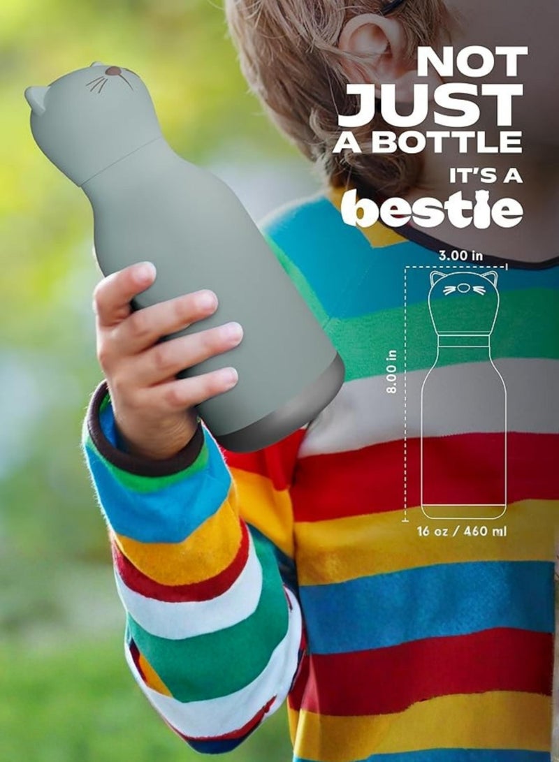 asobu Cat with Brush Bestie Animal Bottle - Image 4