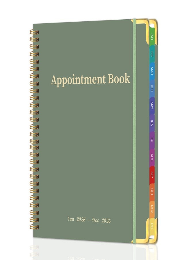 Kamoy 2026 Appointment Book/Planner - 2026 Daily Hourly Planner from Jan. 2026 - Dec. 2026, Weekly appointment Book 2026, 2026 Hourly planner with 20-Minute Interval, 9" x 11", Twin-Wire Binding, Colorful Tabs, Pocket - Green - Image 1