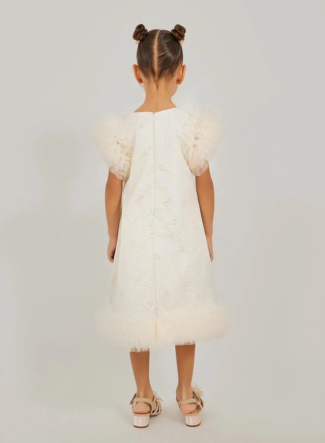 Styli Floral Appliqué Dress