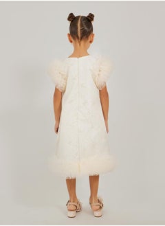 Styli Embellished Round Neck Dress with Ruffle Trim  - Image 4