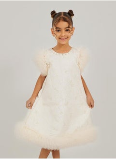 Styli Embellished Round Neck Dress with Ruffle Trim  - Image 2