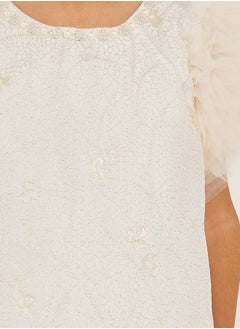 Styli Embellished Round Neck Dress with Ruffle Trim  - Image 3