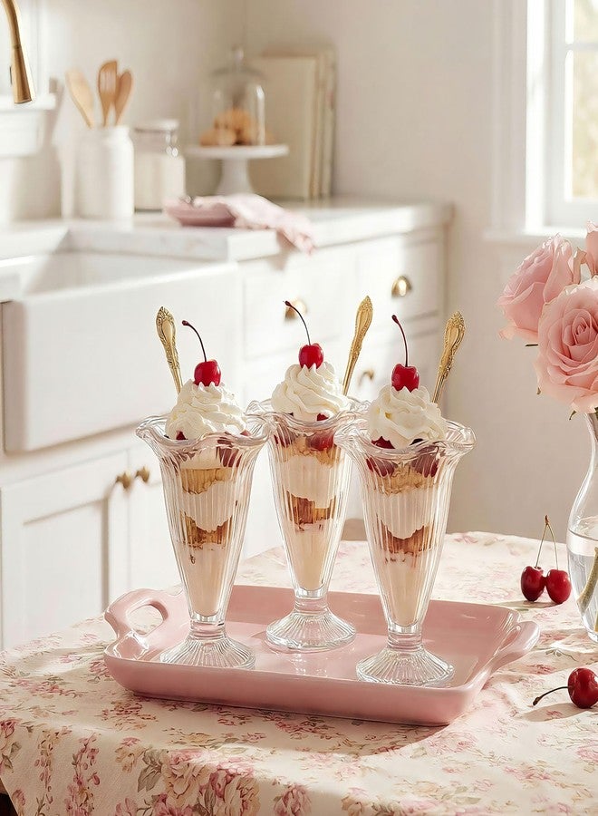 Cyrelwing 6 Pack Ribbed vintage Ice Cream Cups Tulip Sundae Glasses Footed Dessert Cups,6oz Milkshake Glasses Cups for Sherbet Trifle, Fruit,Smoothie, Snack,Cocktail,Pudding - Image 3
