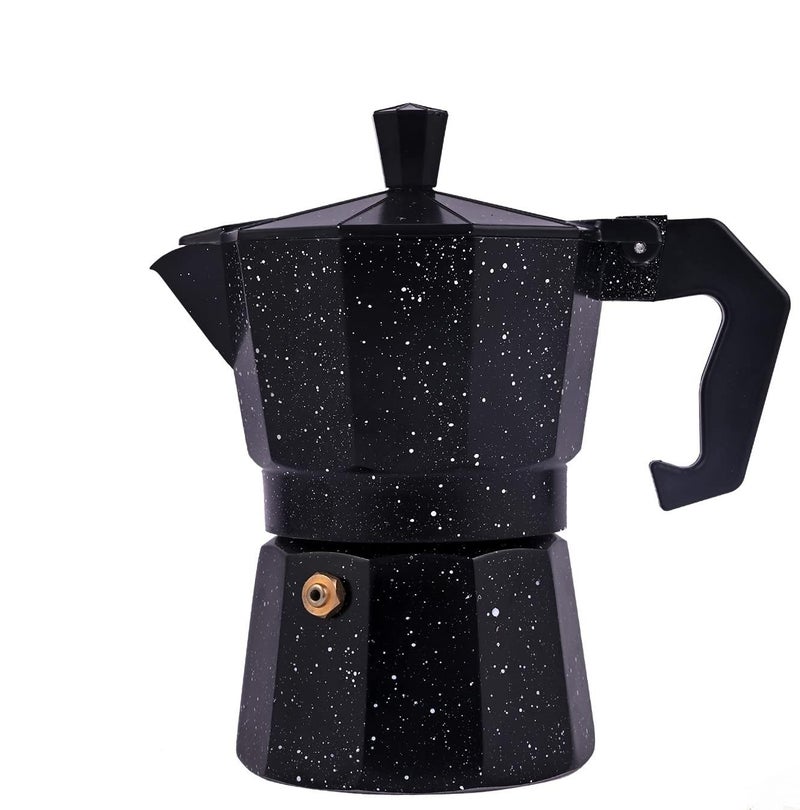 3D CREATIONS Alluminium Italian Style Stovetop Coffee Maker Moka Pot espresso Coffee percolator 6 cups of Coffee (Black, 300 ml) - Image 1