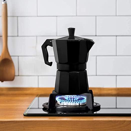 3D CREATIONS Alluminium Italian Style Stovetop Coffee Maker Moka Pot espresso Coffee percolator 6 cups of Coffee (Black, 300 ml) - Image 4