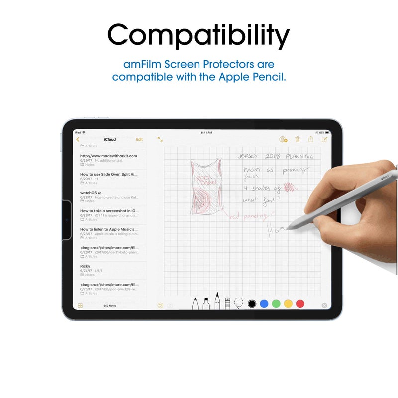 TechMatte Screen Protector Compatible with iPad Air 5/Air 4/iPad Pro 11, Ultra Sensitive, Face ID & Apple Pencil Compatible, Tempered Glass, Pack of 2 - Image 3