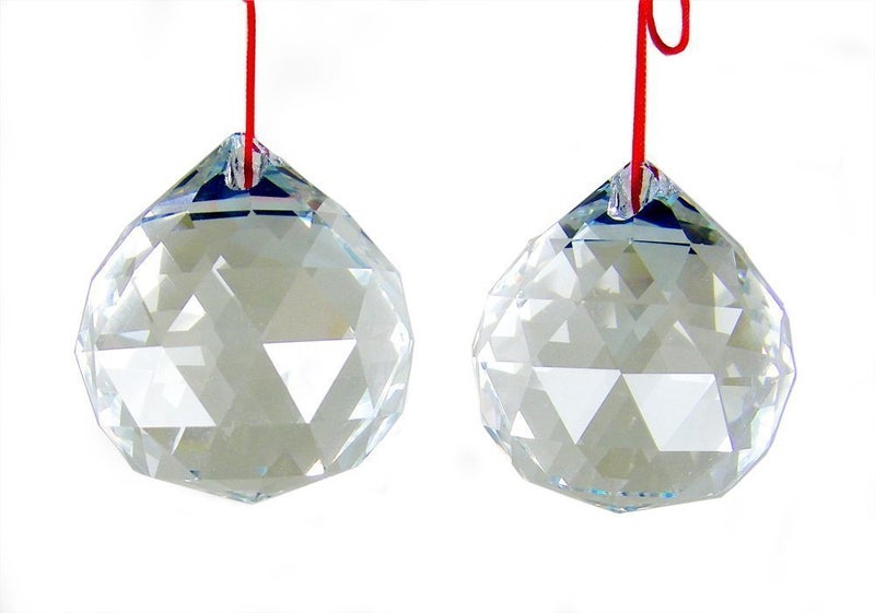 Amlong Crystal 50mm Clear Suncatcher Crystal Ball Prisms Feng Shui X 2Pcs with Gift Box
