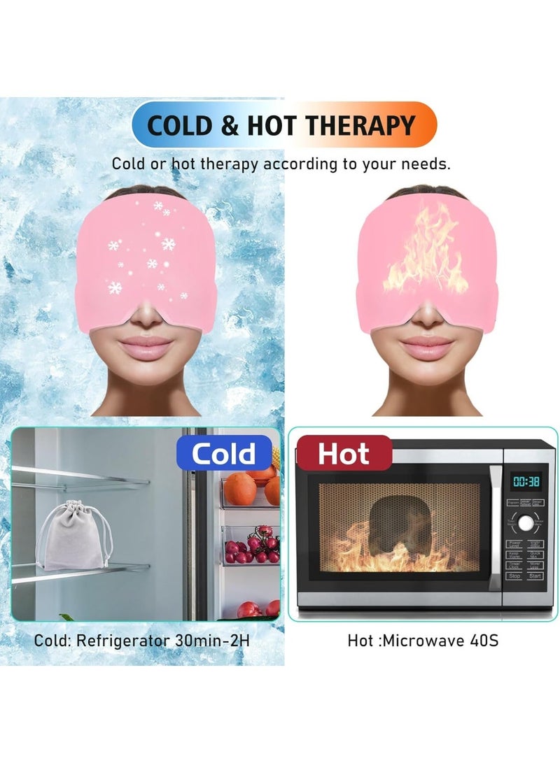 ACLIX Migraine Relief Cap - Reusable Ice Gel Headache Hat for Tension, Sinus, and Stress Relief | Comfortable 360° Cold Compression Therapy Mask for Puffy Eyes | Pink - Image 5