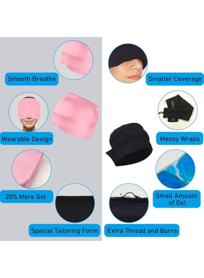ACLIX Migraine Relief Cap - Reusable Ice Gel Headache Hat for Tension, Sinus, and Stress Relief | Comfortable 360° Cold Compression Therapy Mask for Puffy Eyes | Pink - Image 3