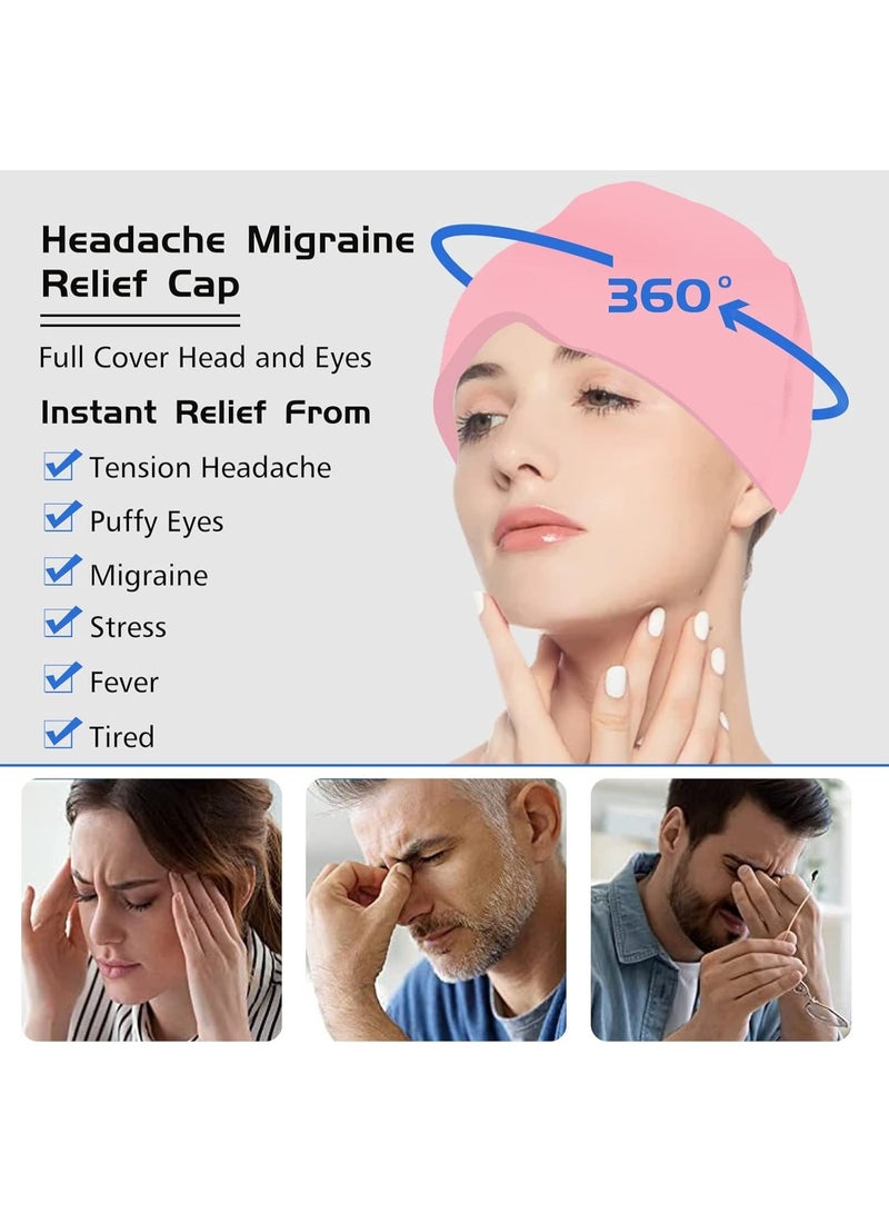 ACLIX Migraine Relief Cap - Reusable Ice Gel Headache Hat for Tension, Sinus, and Stress Relief | Comfortable 360° Cold Compression Therapy Mask for Puffy Eyes | Pink - Image 2
