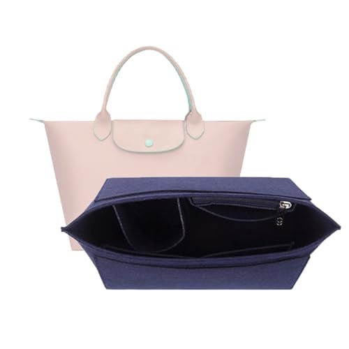 D.DUO Purse Organizer, Multi-Pocket Felt Handbag Organizer, Folding Tote Bag organizer insert for Insert Wallet Organizer Suitable for Longchamp (Dark Blue, Small) - Image 1