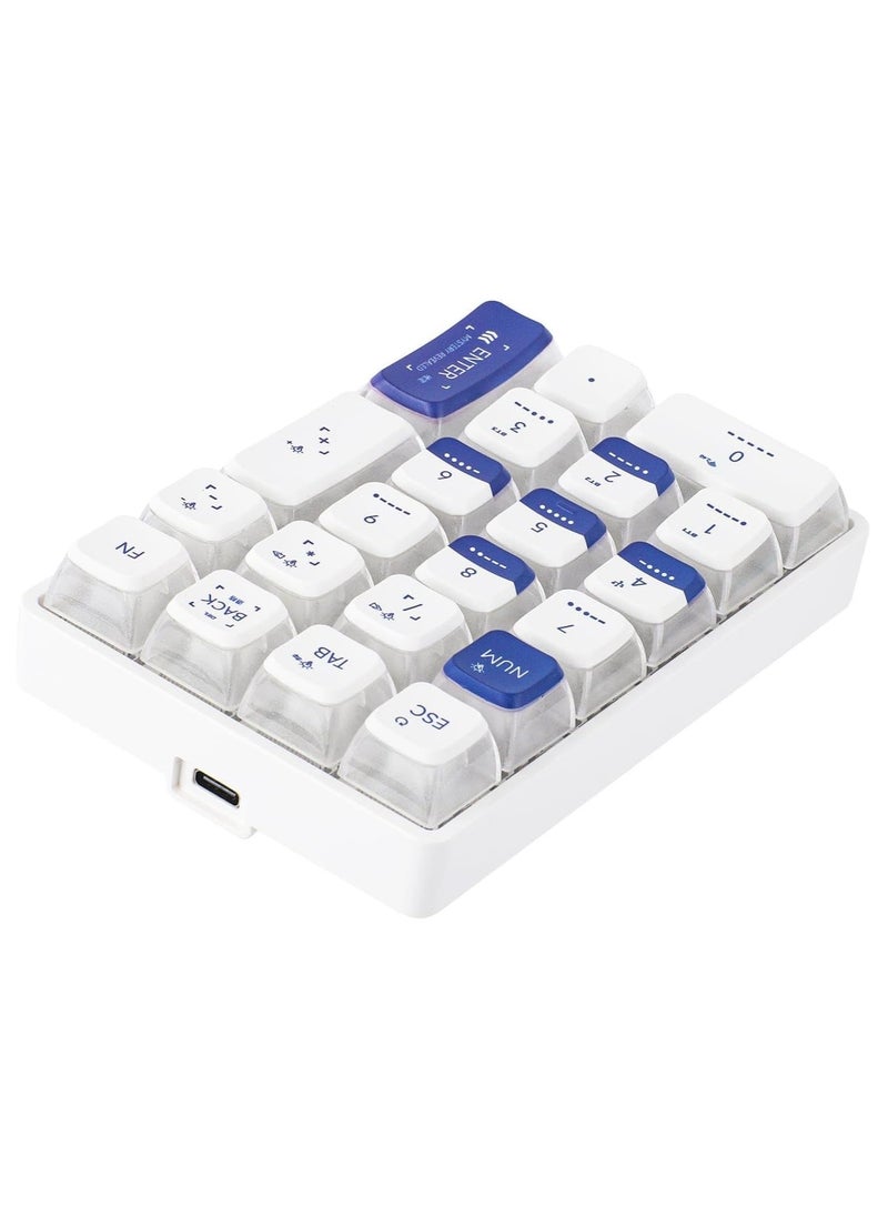 Leobog K21 Wireless Mechanical Numeric Keypad for Tenkeyless Keyboard, Tri-Mode with Pudding Keycaps, Hot Swappable, RGB Ice Crystal Switch  - Image 5