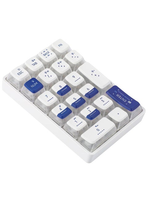 K21 Wireless Mechanical Numeric Keypad for Tenkeyless Keyboard, Tri-Mode with Pudding Keycaps, Hot Swappable, RGB Ice Crystal Switch