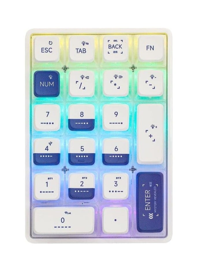Leobog K21 Wireless Mechanical Numeric Keypad for Tenkeyless Keyboard, Tri-Mode with Pudding Keycaps, Hot Swappable, RGB Ice Crystal Switch  - Image 3