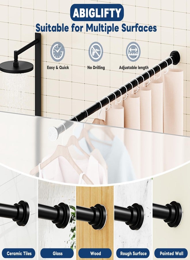 Abiglifty Black Shower Curtain Rod 30~85 Inches Adjustable Stainless Steel Shower Curtain Rods Spring Tension,Tension Curtain Rod,Non Slip,No Drilling, Sturdy and Durable. - Image 5