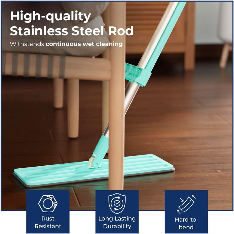 Lifelong Wet and Dry Floor Mop for Home Cleaning | 360° Rotating Flat Mop with Stainless Steel Handle & Microfiber Pads | Adjustable Pole, Reusable Washable Pad | Ideal for Tiles, Wood, Marble Floors - Image 5