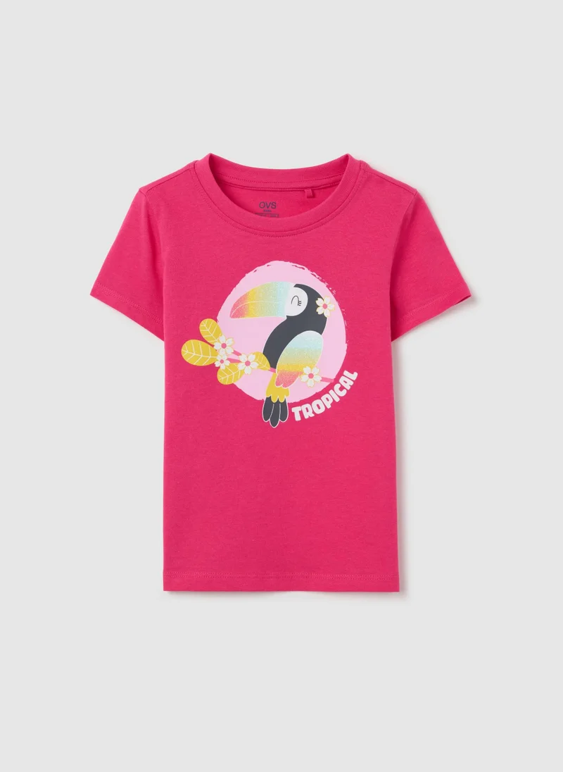 او في اس Pink T-Shirt With Toucan Ovs Kids