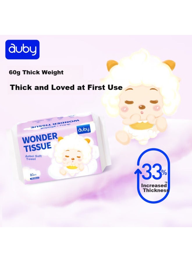 Auby Soft Wipes For Babies And Newborns, Disposable Face Cleansing Wipes, Thickened, For Both Dry And Wet Use, 80 Sheets * 12 Packs - Image 4