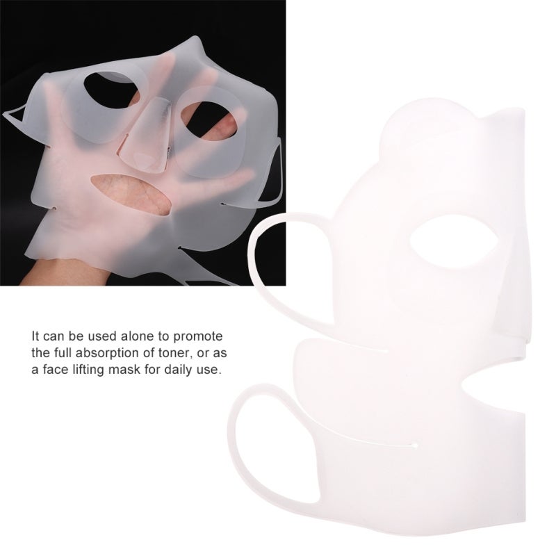 Reusable Silicone Facial Mask Cover: High-Grade Skin-Friendly Material - Ear-Hook Design Prevents Shifting - Stretchable For Full Toner Absorption, Prevent Serum Evaporation For Facial Skincare Routin - Image 1