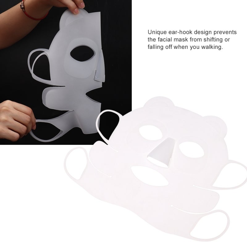 Reusable Silicone Facial Mask Cover: High-Grade Skin-Friendly Material - Ear-Hook Design Prevents Shifting - Stretchable For Full Toner Absorption, Prevent Serum Evaporation For Facial Skincare Routin - Image 3