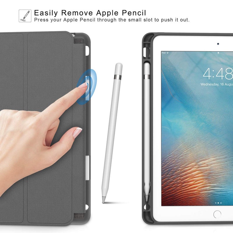Soke Case Fits for iPad 6th/5th Generation with Pencil Holder - [Full Body Protection + Auto Wake/Sleep], Shockproof Soft TPU Back Cover for Apple iPad 9.7 inch 2018/2017, Dark Grey - Image 4
