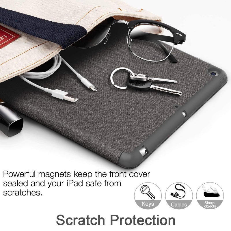 Soke Case Fits for iPad 6th/5th Generation with Pencil Holder - [Full Body Protection + Auto Wake/Sleep], Shockproof Soft TPU Back Cover for Apple iPad 9.7 inch 2018/2017, Dark Grey - Image 3