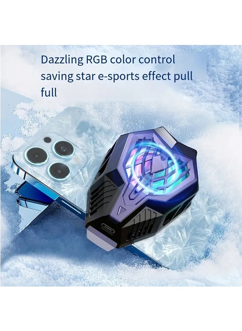 Arabest New Adjustable Mobile Phone Cooler Mobile Phone Cooling Fan, Universal MobilePhone Semiconductor Radiator, Dual Speed Adjustable Cooling Speed Designed For Mobile Gamers, Live Streaming Gamers(Blue)  - Image 2
