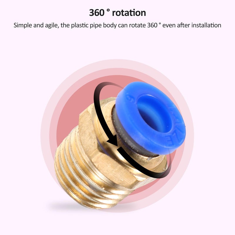 10Pcs Straight Push Connect Quick Disconnect Tube Fitting Male Thread 6mm OD - Image 5